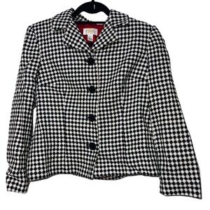 Talbots Black and White Houndstooth Blazer